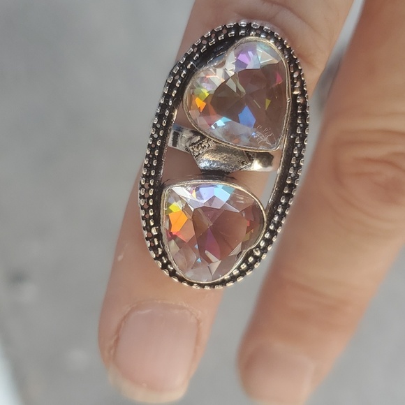 New Absolutely Stunning Heart Shaped Mystic Quartz Crystal 925 Silver Ring. - Picture 16 of 16